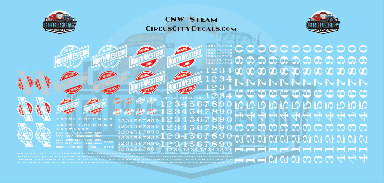 Chicago & North Western CNW C&NW Steam G Scale Decal Set