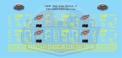 CNW Chicago & North Western Ore Car Yellow Block Style O Scale Decals Walthers Athearn Renumbering