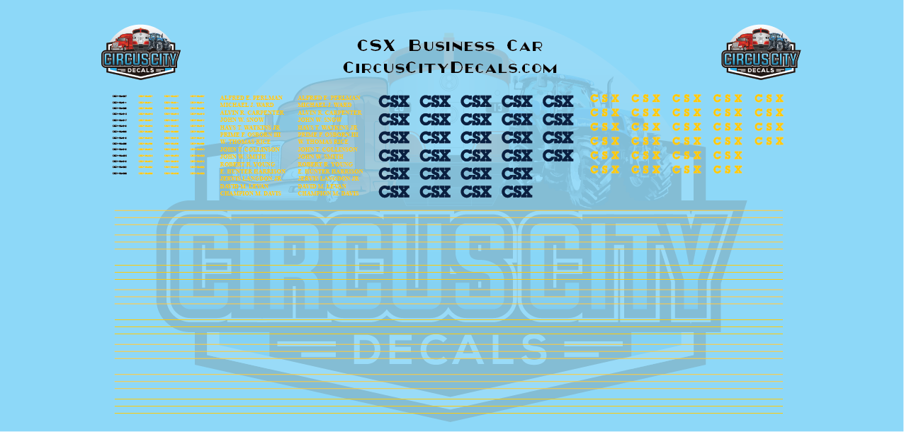 CSX Retro B&O Business Car N Scale Decal Set