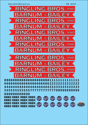 Ringling Brothers & Barnum Bailey Blue Unit RBBB Modern Circus Train Decals O Scale