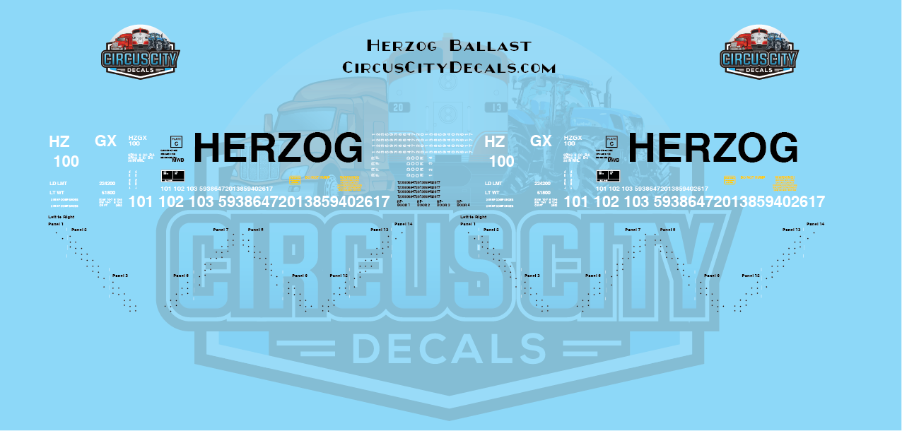 Herzog Ballast Hopper Decals O 1:48 Scale