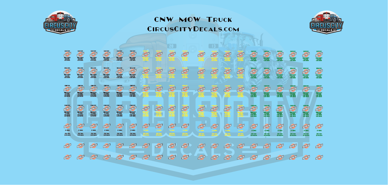 CNW Chicago Northwestern MOW Truck N Scale Decal Set