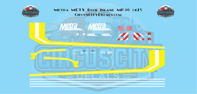 Metra METX Rock Island MP36 #425 HO Scale Decal Set