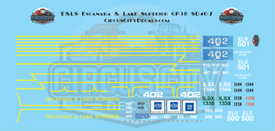 E&LS Escanaba & Lake Superior GP38 SD40-2 O 1:48 Scale Decal Set
