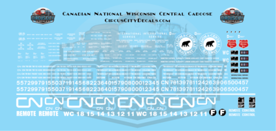 Canadian National CN Wisconsin Central WC Caboose S Scale Decal Set
