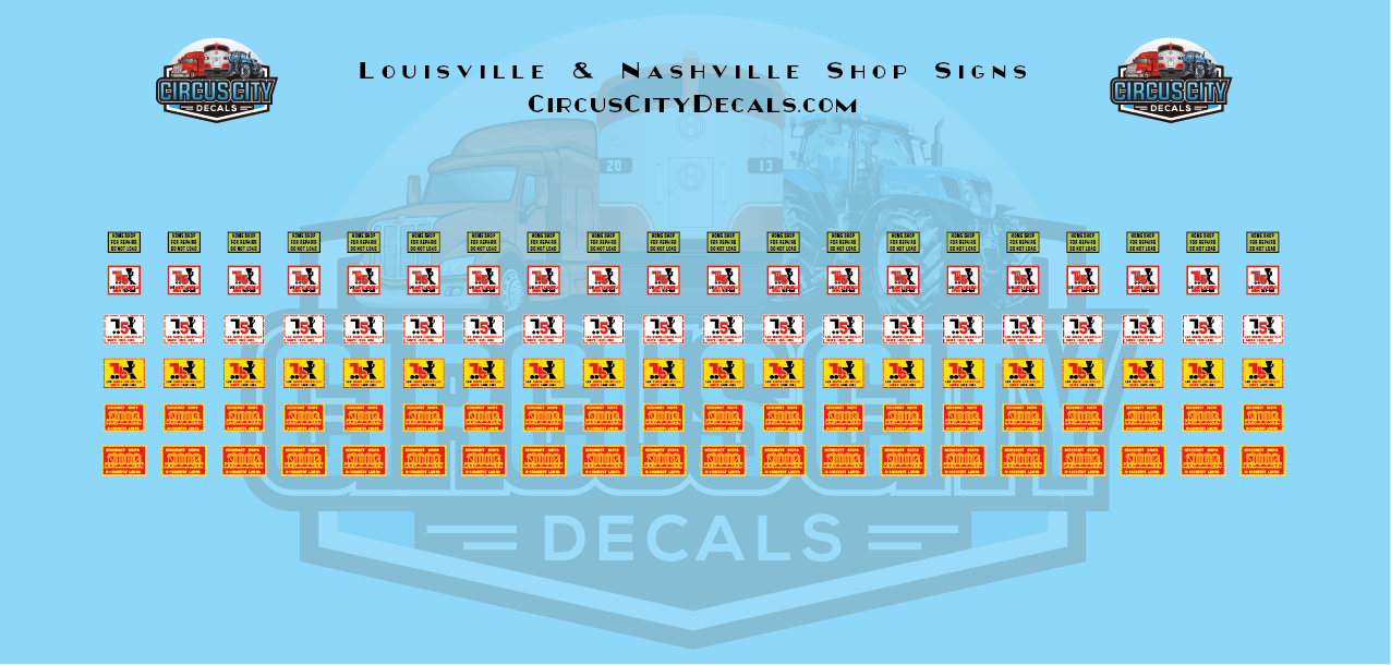 Louisville & Nashville Shop Signs HO Scale Decals