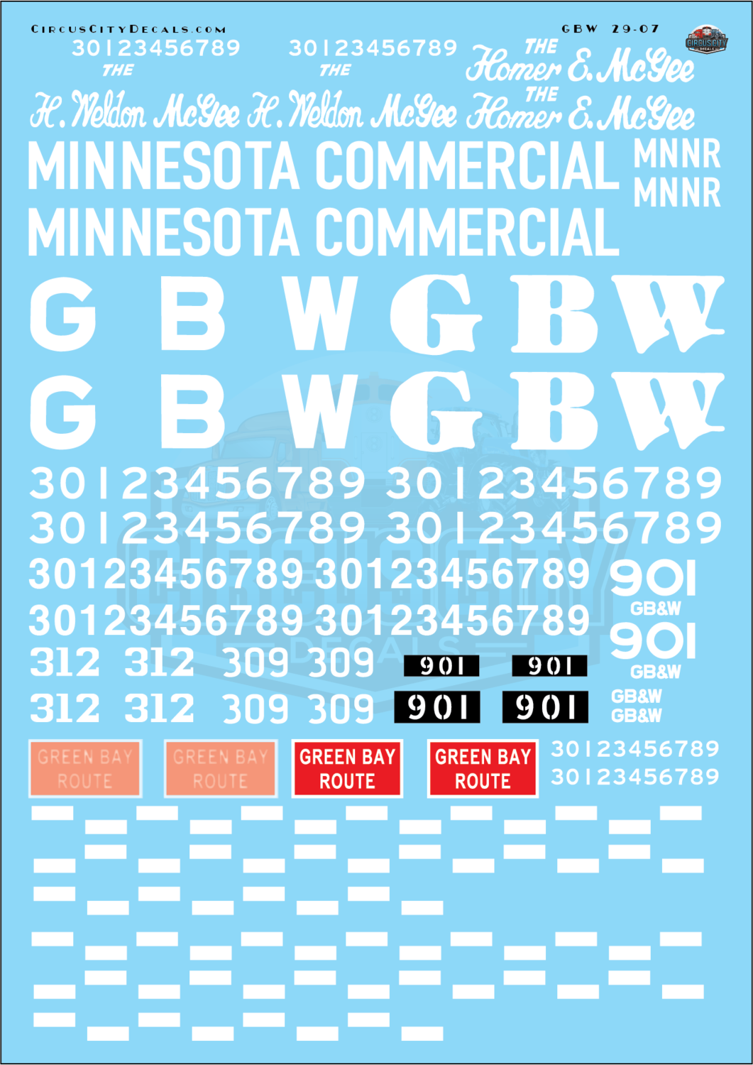 Green Bay & Western GBW Locomotive Decal Set G Scale Minnesota Commercial Alco