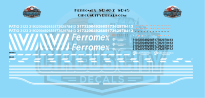 Ferromex SD40-2 SD45 O 1:48 Scale Decal Set