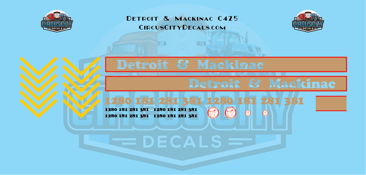 Detroit & Mackinac C425 O scale Decal Set