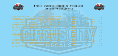Frisco Express Reefer & Passenger S Scale Decal Set