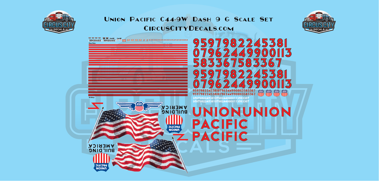 UP Union Pacific C44-9W Dash 9 Aristocraft G Scale Decal Set