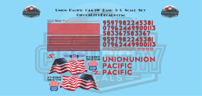 UP Union Pacific C44-9W Dash 9 Aristocraft G Scale Decal Set