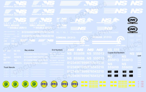 NS Norfolk Southern Caboose Decal Set N Scale