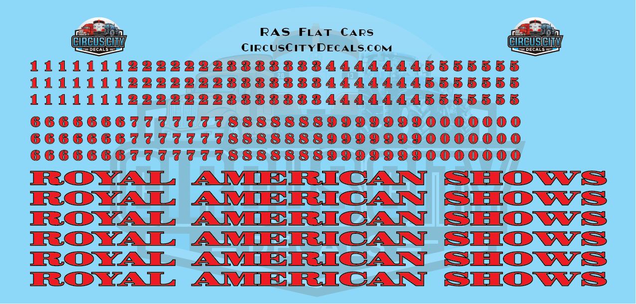 Royal American Shows Flat Car Decals O Scale
