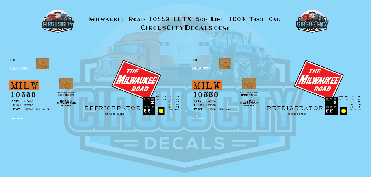 Milwaukee Road 10559 LLTX Soo Line 1003 Tool Car HO Scale Decal Set