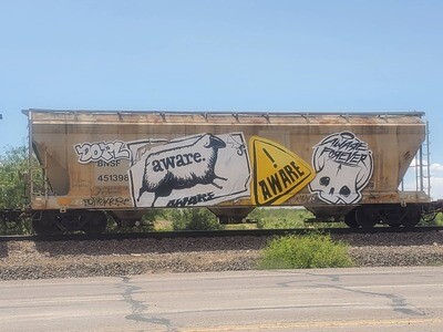 BNSF 451398 Aware Hopper Graffiti HO Scale Decal Set