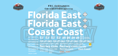 Florida East Coast FEC Container 53' G Scale Decal Set
