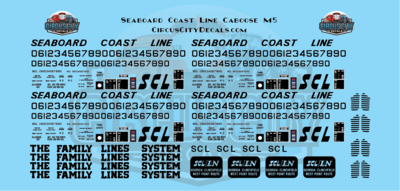 Seaboard Coast Line Caboose Lettering HO Scale Decal Set