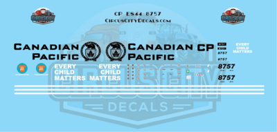 Canadian Pacific CP ES44 8757 Every Child Matters Decal Set O 1:48 Scale