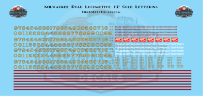 Chicago, Milwaukee, St. Paul & Pacific CMStP&P 12" Gold Locomotive Numbers HO Scale Decal Set