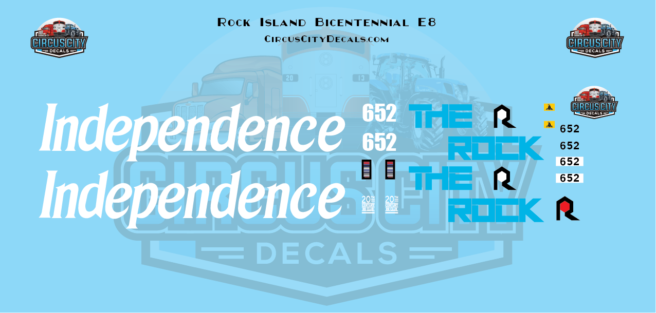 Rock Island Bicentennial E8 652 HO Scale Decal Set