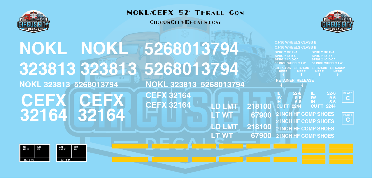 NOKL CEFX 52' Thrall Gondola Decals 1:29 Scale