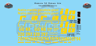 Railgon GONX 52' Thrall Gondola Decals 1:29 Scale