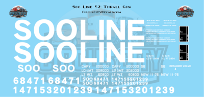 Soo Line 52' Thrall Gondola Decals 1:29 Scale