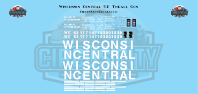 Wisconsin Central 52' Thrall Gondola Decals 1:29 Scale