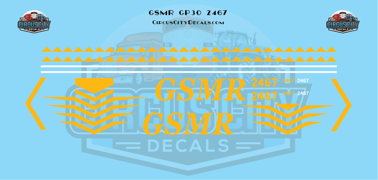 Great Smoky Mountain Railroad GP30 2467 HO Scale Decal Set