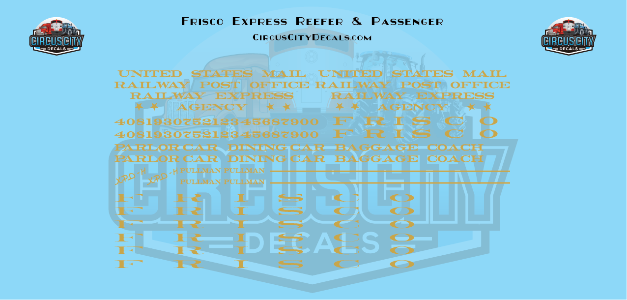 Frisco Express Reefer & Passenger G 1:32 Scale Decal Set img