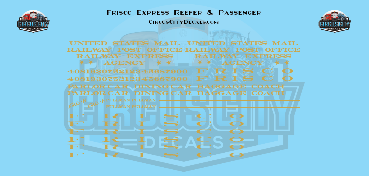 Frisco Express Reefer & Passenger O Scale Decal Set