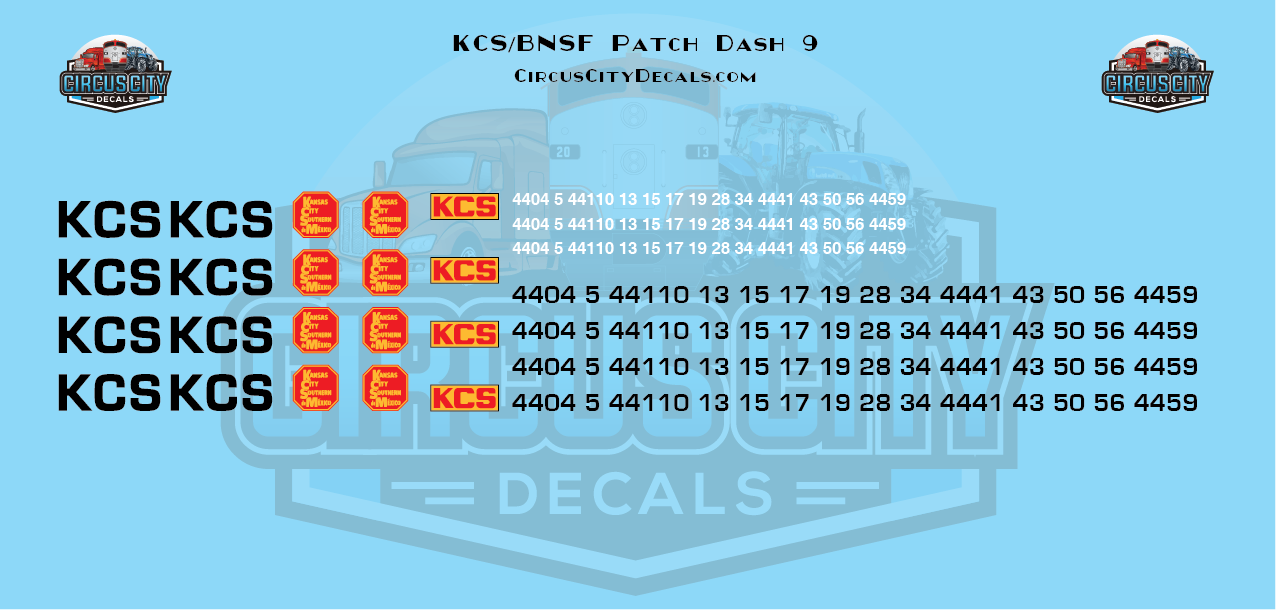 Kansas City Southern BNSF Patch Dash 9 Decals HO Scale