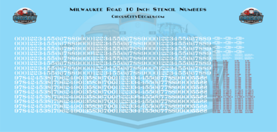 Milwaukee Road Locomotive EMD GE 10" Numbers Solid & Stencil MILW HO Scale Decal Set