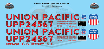 Union Pacific UP 24567 Steam Caboose G Scale Decals