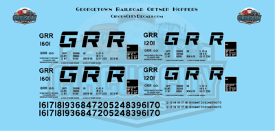 Georgetown Railroad Gunderson/Thrall Hopper Solid O 1:48 Scale Decal Set