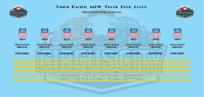 Union Pacific UP MOW Truck Door Decals G Scale