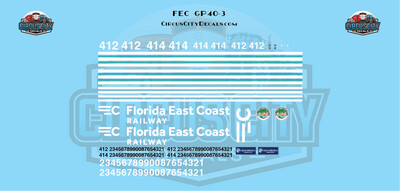 Florida East Coast FEC GP40-2 GP40-3 O 1:48 Scale Decal Set