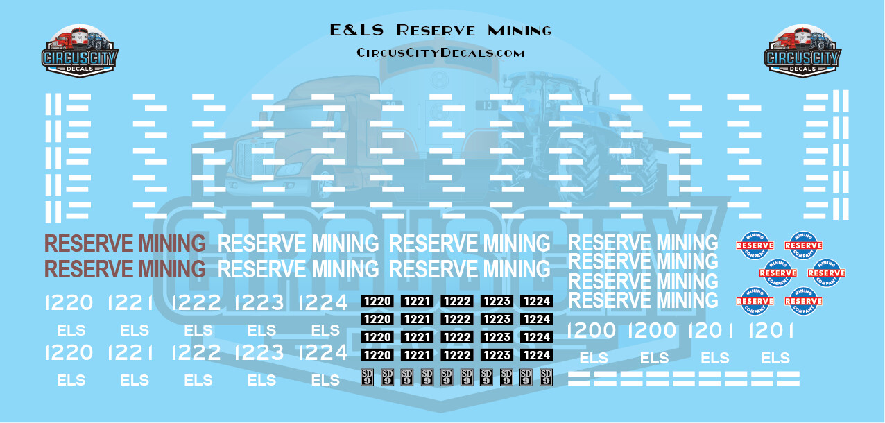 E&LS Escanaba & Lake Superior Reserve Mining SD9 SW HO scale Decal Set