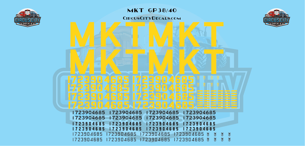 MKT Missouri Kansas Texas Railroad GP38 GP38-2 GP40 Decal Set O 1:48 Scale