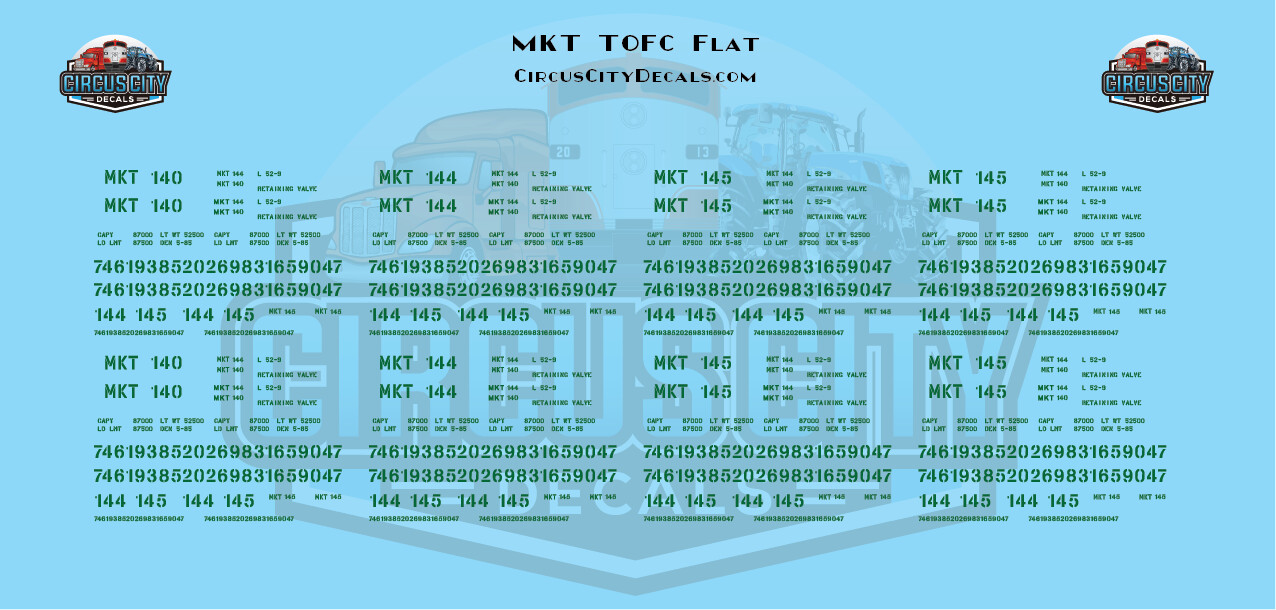 MKT TOFC Flat Cars HO Scale Decal Set