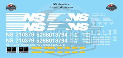 NS Norfolk Southern 52' Thrall Gondola Decals 1:29 Scale