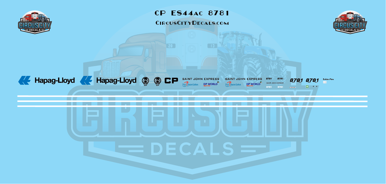 Canadian Pacific CP ES44AC 8781 Hapag-Lloyd Decal Set 1:160 N Scale