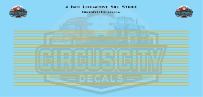 4" Yellow Locomotive Sill Stripe HO 1:87 Scale Decal Set