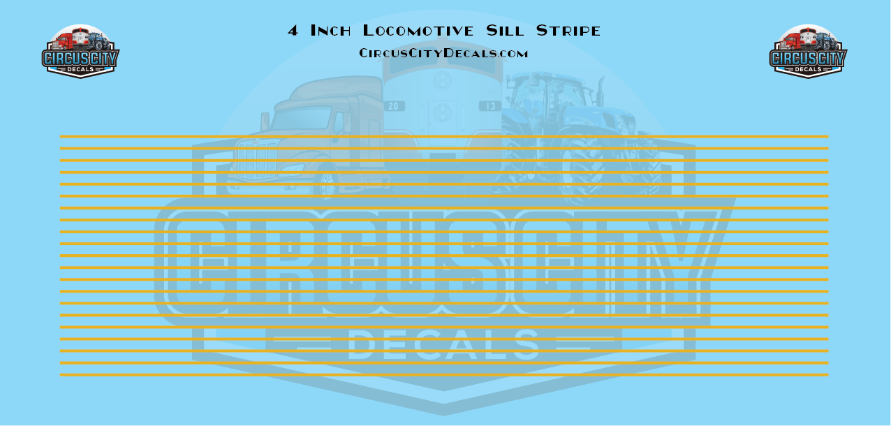 4" Yellow Locomotive Sill Stripe N 1:160 Scale Decal Set