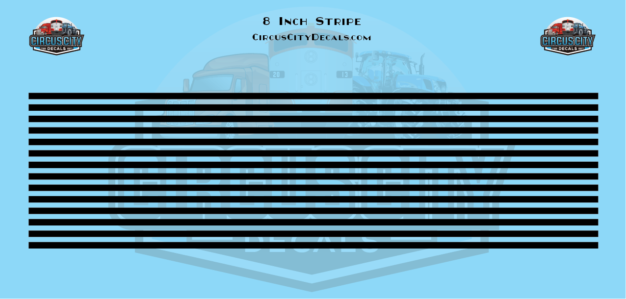 8 Inch Black Stripes 1:87 HO Scale