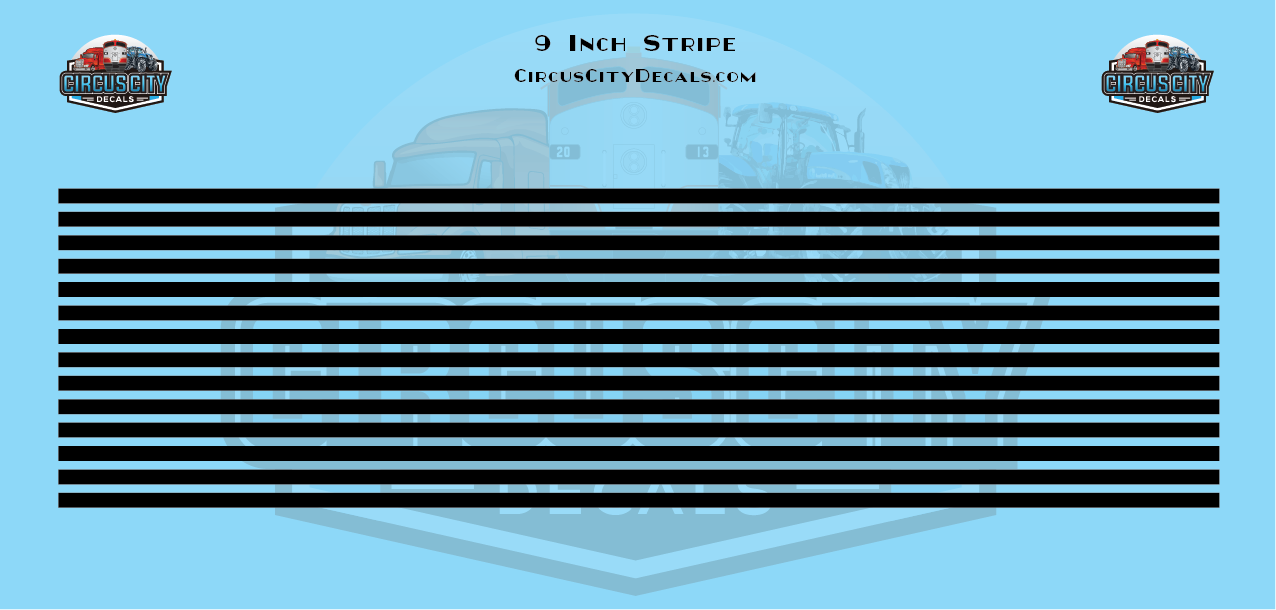 9 Inch Black Stripes 1:87 HO Scale
