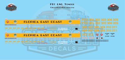 Florida East Coast LGN Liquid Natural Gas Fuel Tender HO Scale FEC