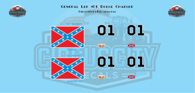 General Lee 1969 Dodge Charger Decal Set N 1:160 Scale