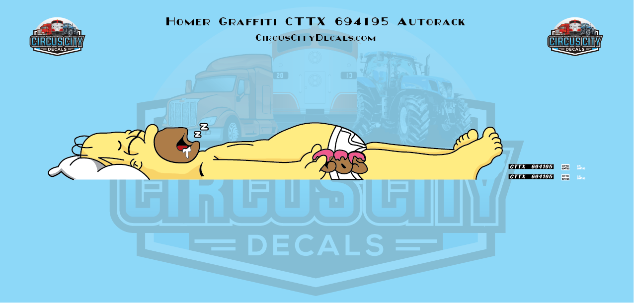 Homer CTTX 694195 Multi-Max Autorack Railroad Graffiti N 1:160 Scale Decal Set